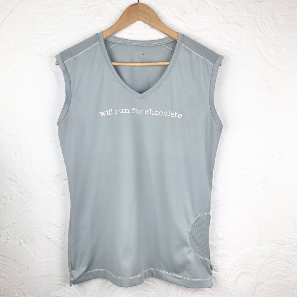 Alo Yoga Cool Fit “Will Run For Chocolate” activewear shirt